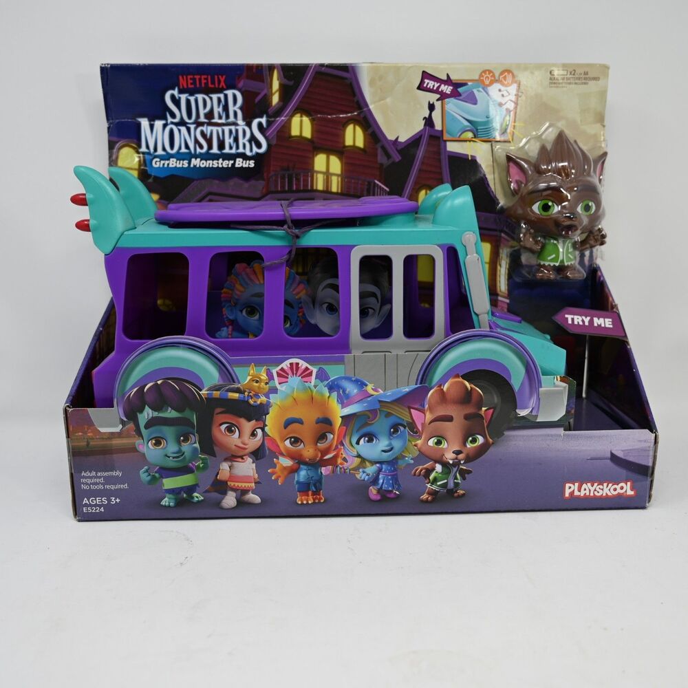 Super Monsters GrrBus Monster Bus w/ Lobo Figure Playskool New Box Damage